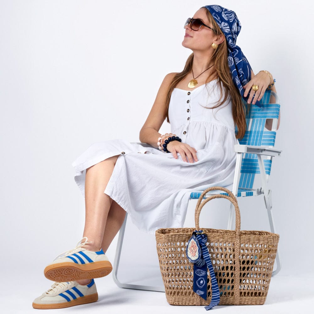 Riley Oyster Beaded Bag Charm Grey Key Ring + Bag Charm