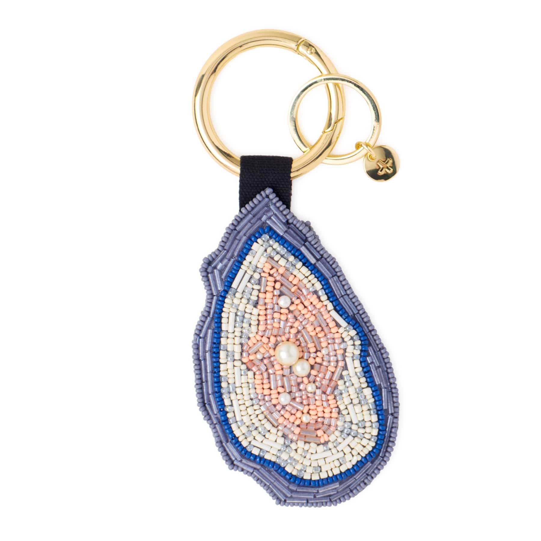 Riley Oyster Beaded Bag Charm Grey Key Ring + Bag Charm
