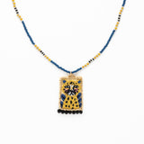 Robin Beaded Necklace With Embroidered Cheetah Multicolor Pendant