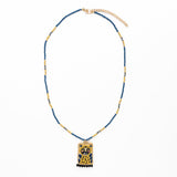 Robin Beaded Necklace With Embroidered Cheetah Multicolor Pendant