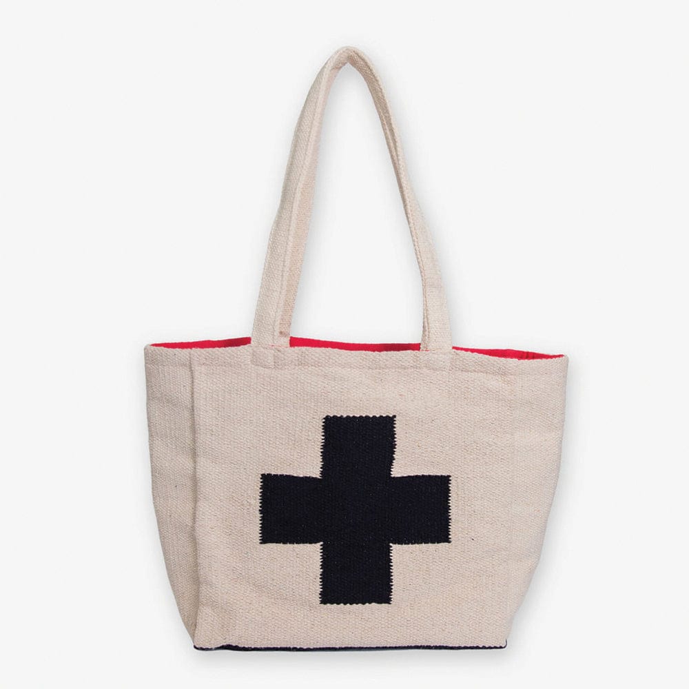 Romy I+A Logo Dhurrie Tote Natural/Black