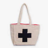 Romy I+A Logo Dhurrie Tote Natural/Black