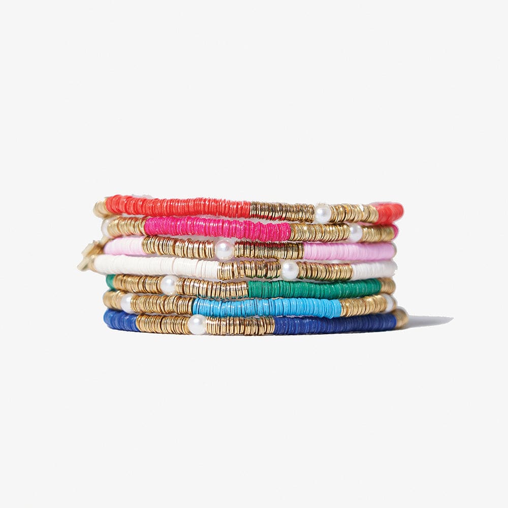 Rory Sequins and Pearls Bracelet Stack of 7 Rainbow Bracelet