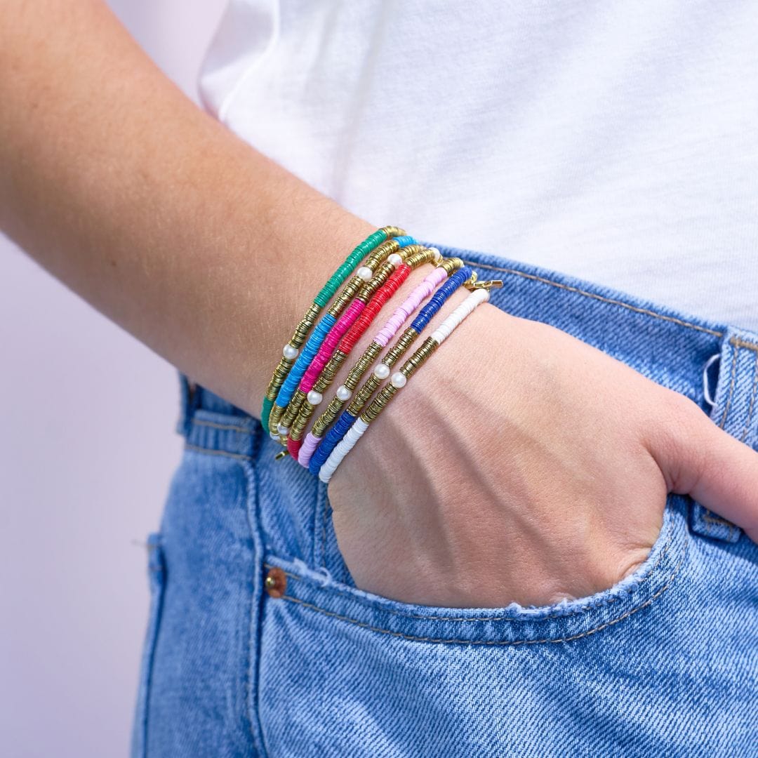 Rory Sequins and Pearls Bracelet Stack of 7 Rainbow Bracelet