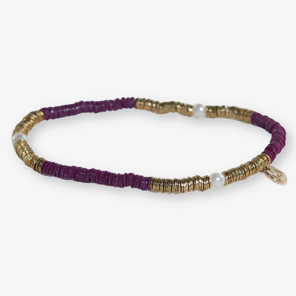 Rory Solid Color With Gold And Pearls Small Sequin Stretch Bracelet Port