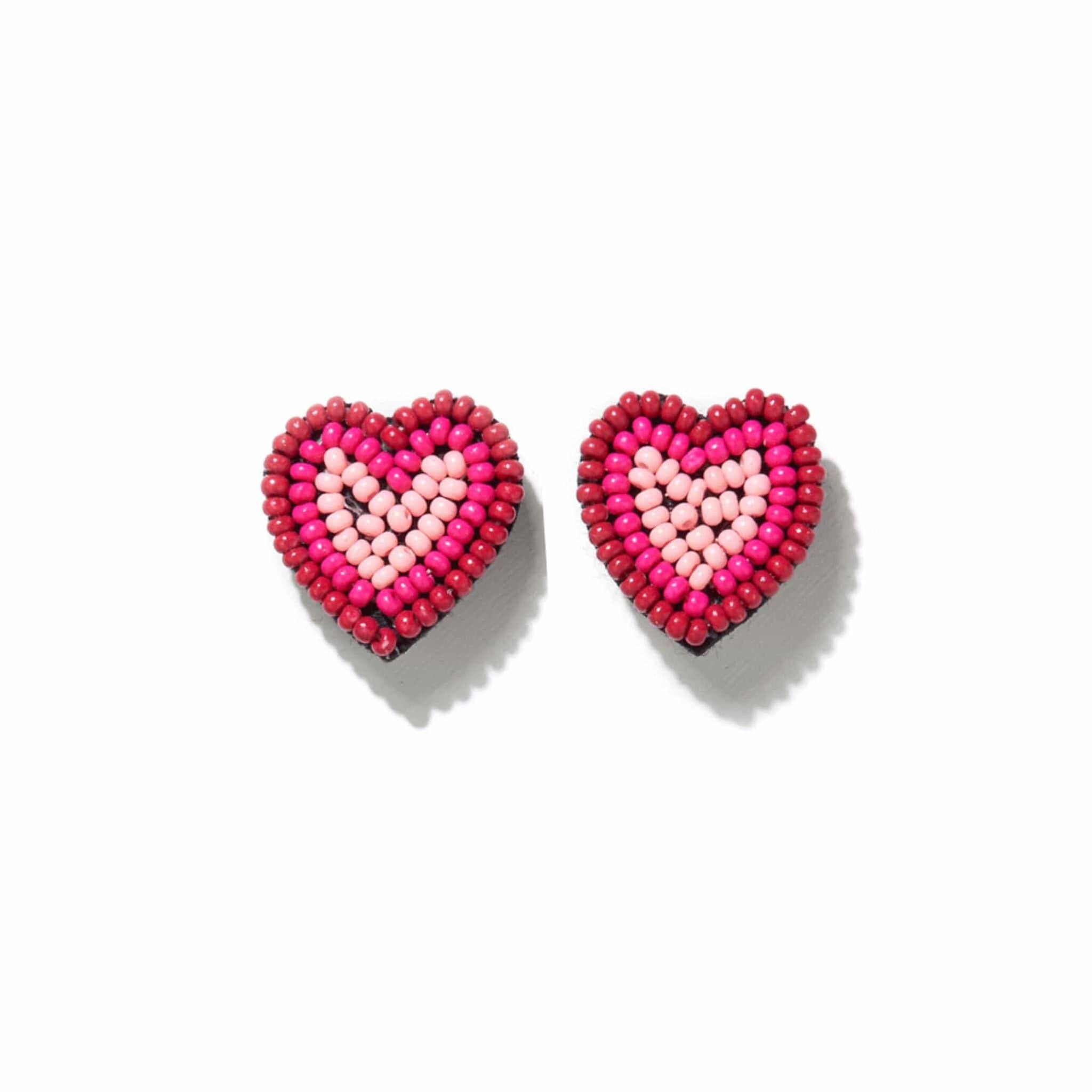 Black Heart Seed Beaded Post Earrings main image 0