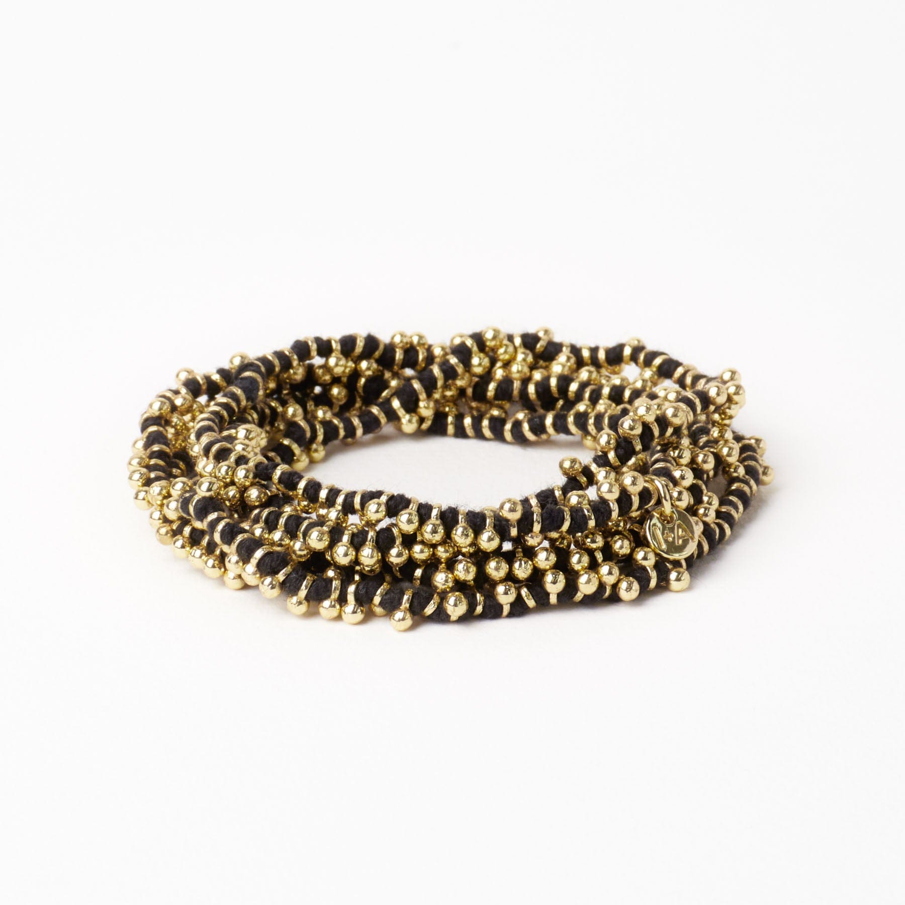 Rosemary Thread With Brass Extra Long Necklace Black Single Chain