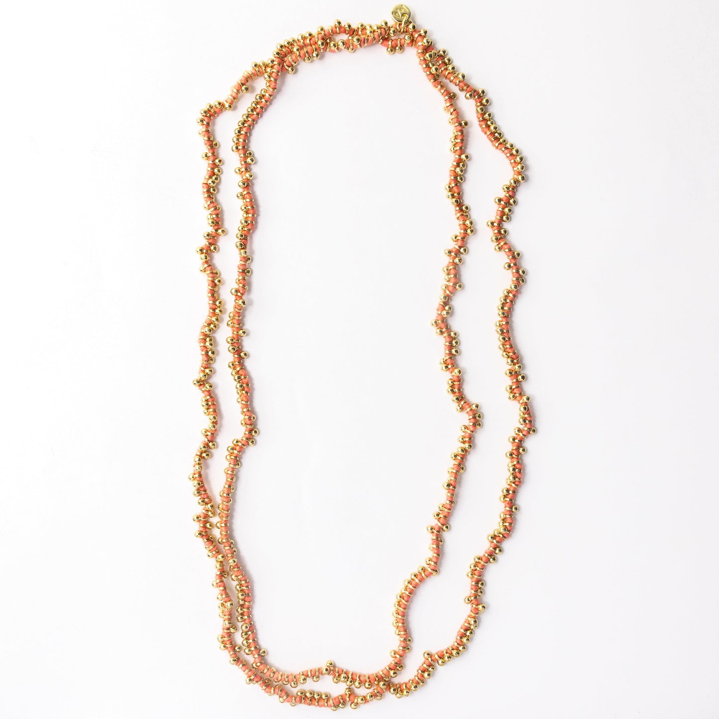 Rosemary Thread With Brass Extra Long Necklace Coral Single Chain