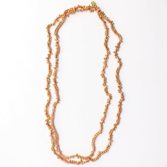 Rosemary Thread With Brass Extra Long Necklace Coral Single Chain