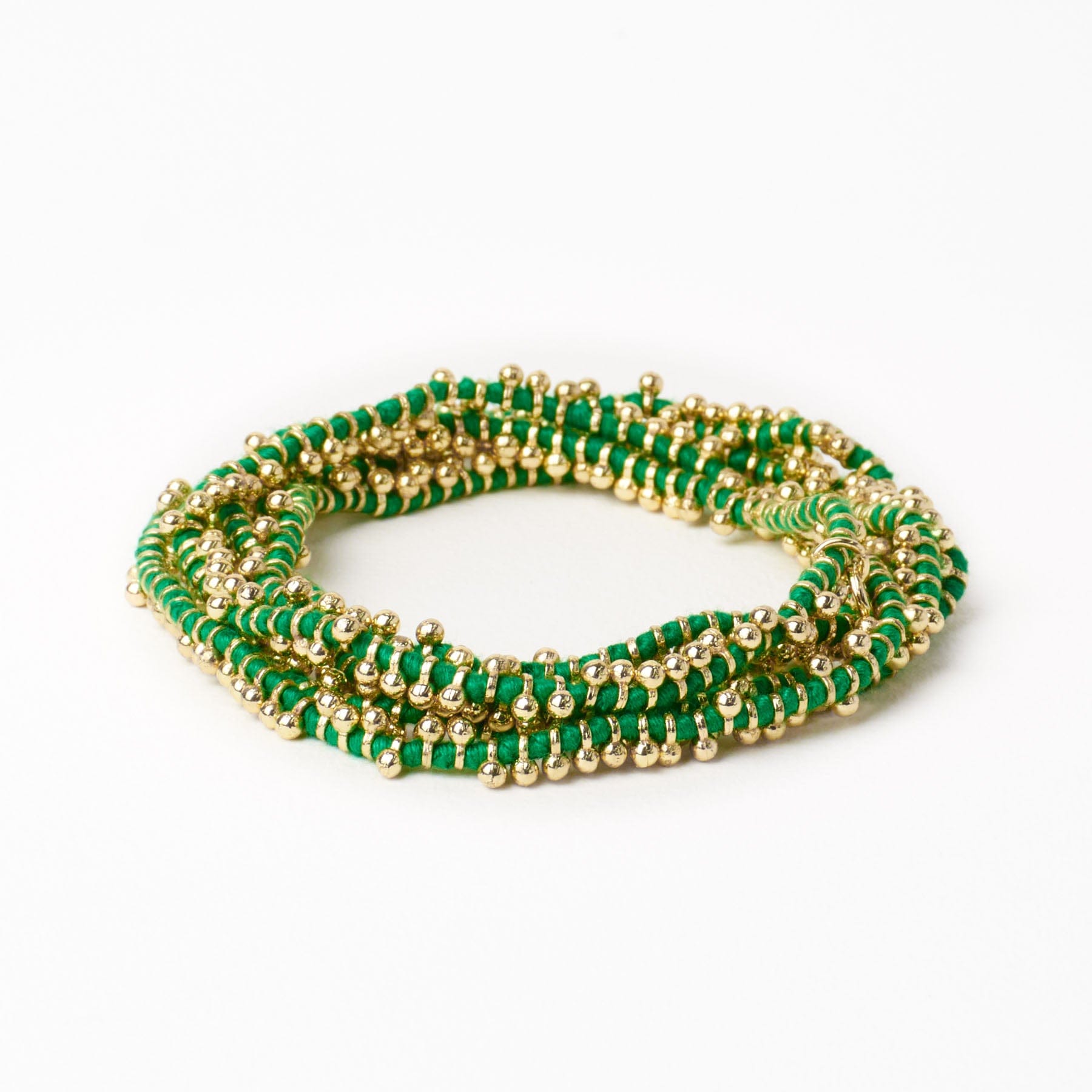 Rosemary Thread With Brass Extra Long Necklace Leaf Green – INK+