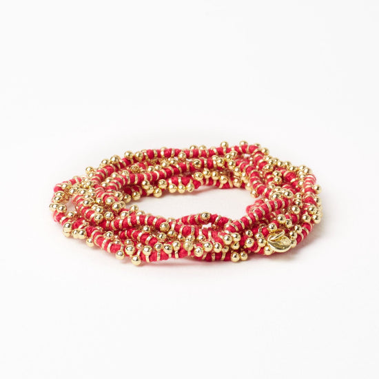 Rosemary Thread With Brass Extra Long Necklace Red Single Strand