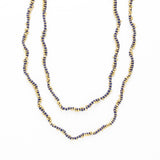 Rosemary Thread With Brass Extra Long Necklace Royal Blue Single Strand