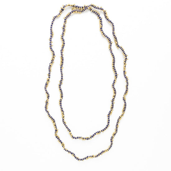 Rosemary Thread With Brass Extra Long Necklace Royal Blue Single Strand