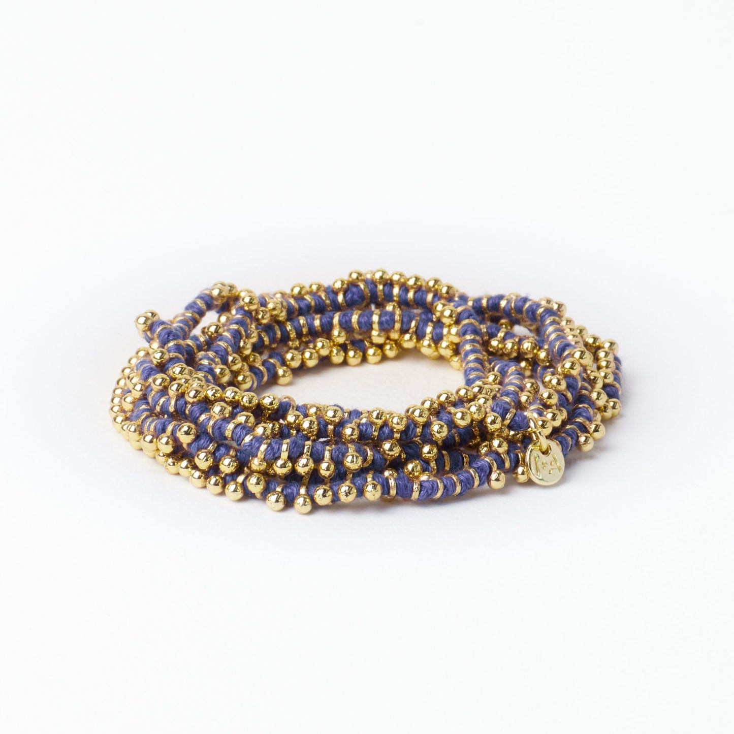 Rosemary Thread With Brass Extra Long Necklace Royal Blue Single Strand