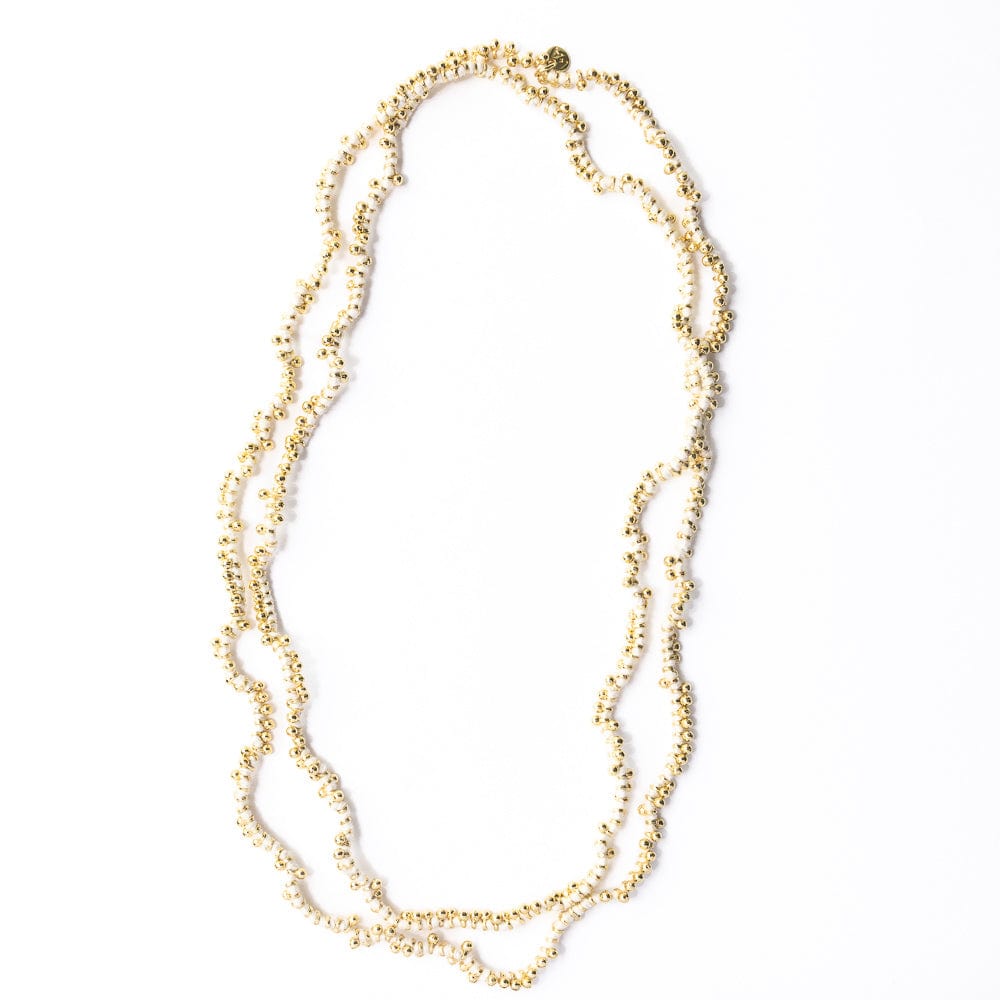 Rosemary Thread With Brass Extra Long Necklace White Single Chain