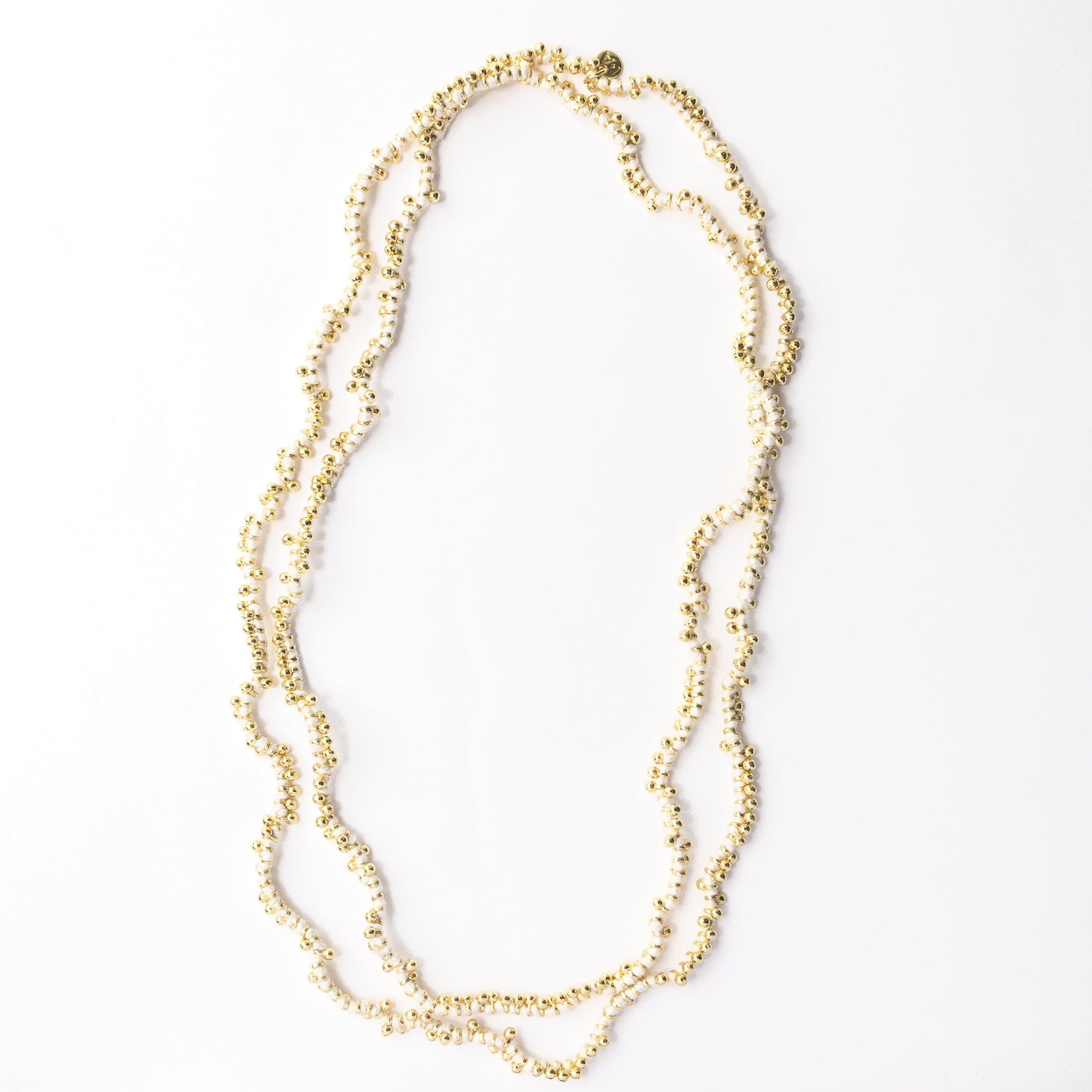 Rosemary Thread With Brass Extra Long Necklace White Single Chain