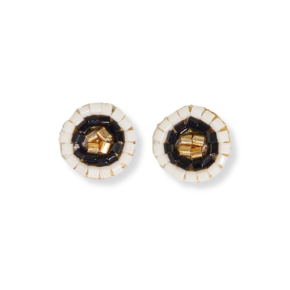 Load image into Gallery viewer, Rowan Circles Beaded Post Earrings Black Earrings
