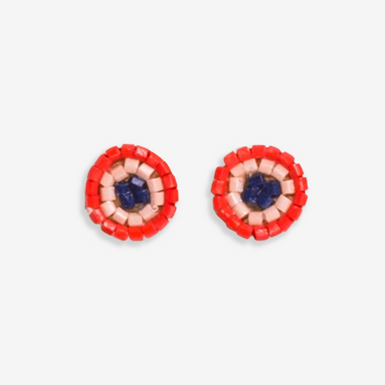 Load image into Gallery viewer, Rowan Circles Beaded Post Earrings Poppy
