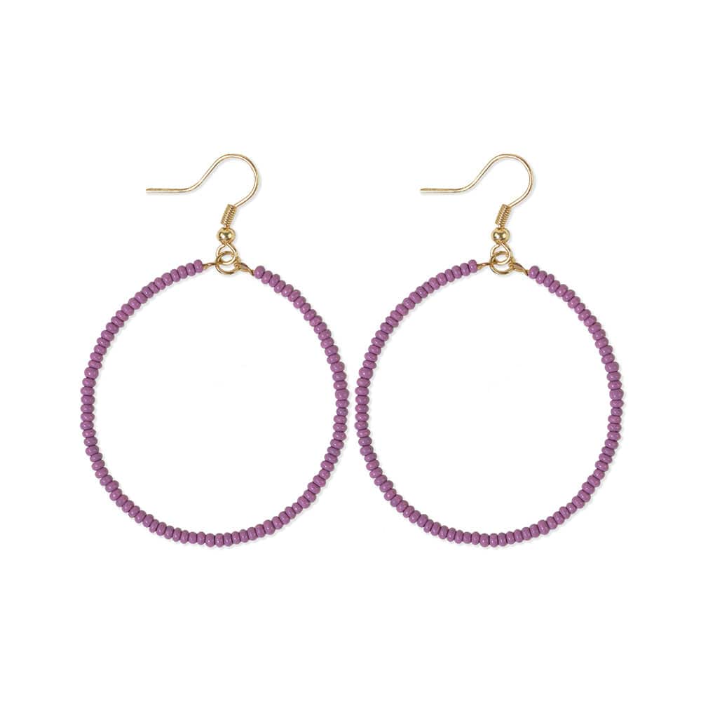 Ruby Solid Beaded Hoop Earrings Lilac Earrings
