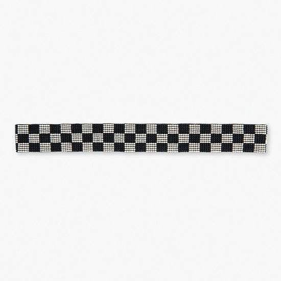 Ryan Checkered Beaded Stretch Hatband Black and White Hat Band