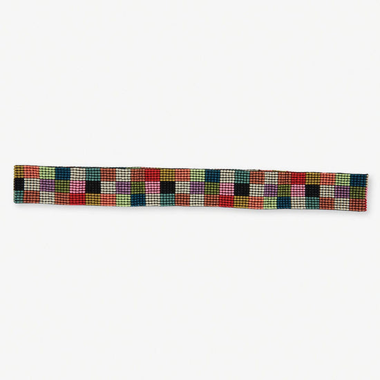 Ryan Checkered Beaded Stretch Hatband Multicolor Hat Band