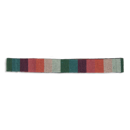 Ryan Color Block Beaded Stretch Hatband Port and Teal hat band