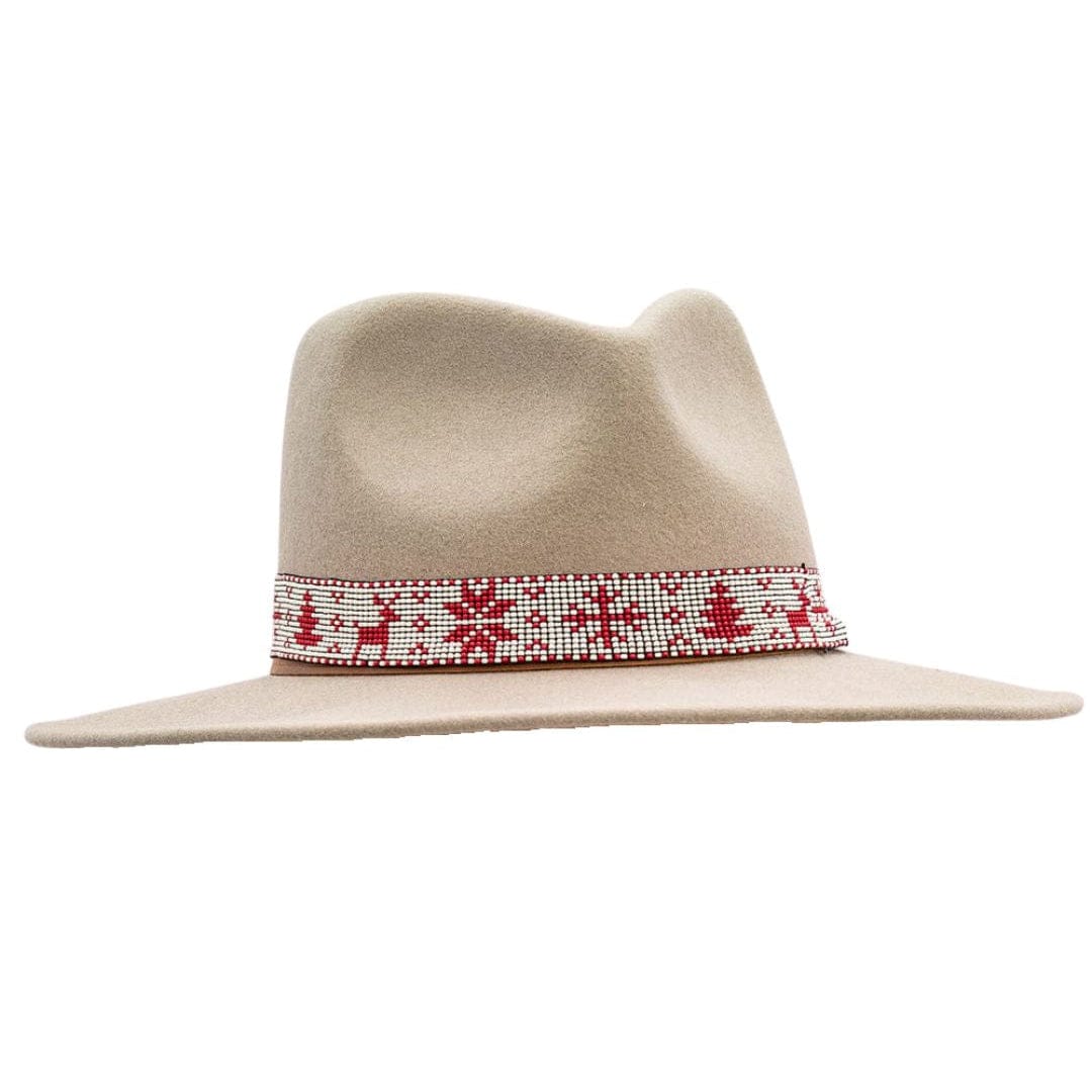 Ryan Fair Isle Red Snowflakes Beaded Stretch Hatband Red