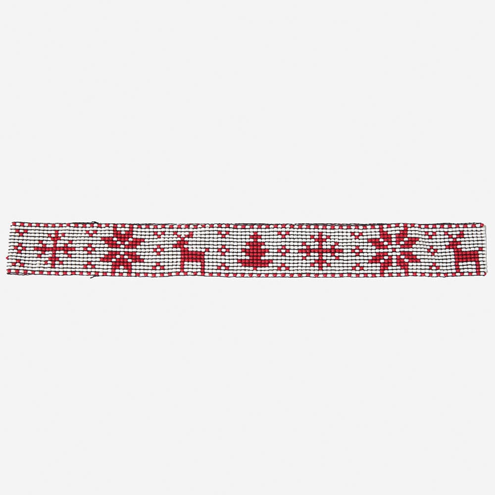 Ryan Faire Isle Red Snowflakes Beaded Stretch Hatband Red