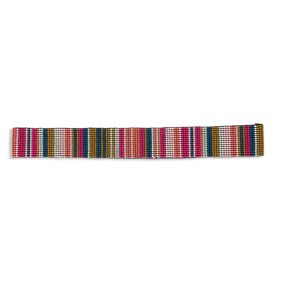 Load image into Gallery viewer, Ryan Striped Beaded Stretch Hatband Bright Rainbow Hat Band
