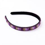 Sadie Vertical Colorblock Luxe Beaded Thin Headband Purple Headband