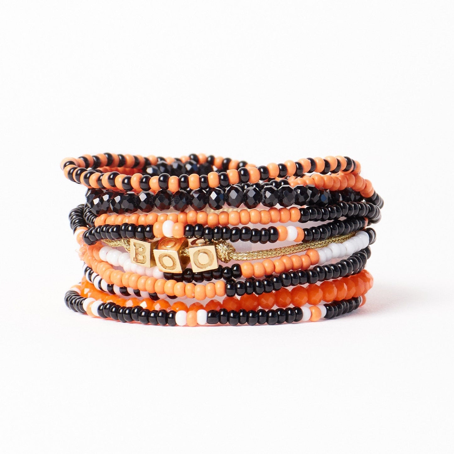 Sage 10 Strand Stretch Black/Orange + Goldie Boo Bracelet