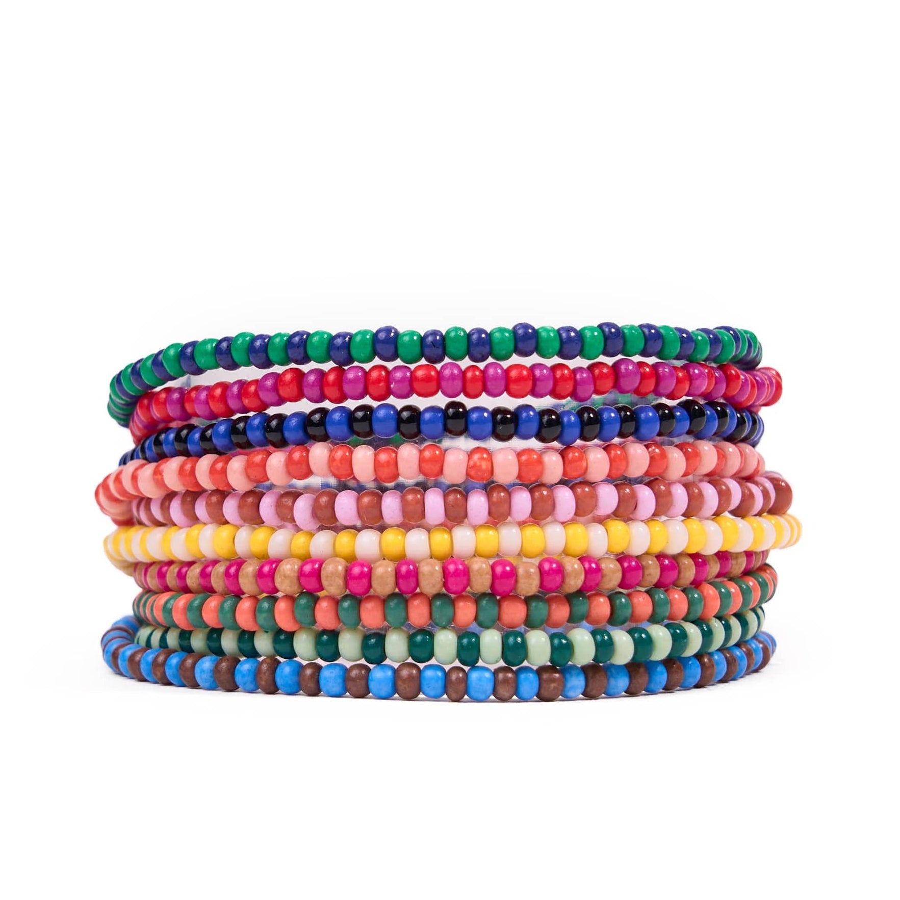 Sage Beaded 10 Strand Stretch Bracelets Multicolor Stack