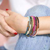 Sage Color Block Beaded 10 Strand Stretch Bracelets Gold Block Bracelet