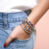 Sage Confetti Beaded 10 Strand Stretch Bracelets Multicolor Stack
