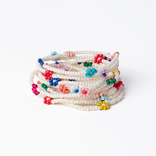 Sage Multi-Color Flower Beaded 10 Strand Stretch Bracelets Ivory –  INK+ALLOY LLC