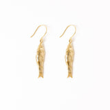 Sally Fish Dimensional Dangle Earrings Brass Drop