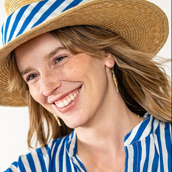 Sally Fish Dimensional Dangle Earrings Brass Drop