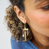 Sally Fish Glass + Lapis Stone Earrings Brass Dangle