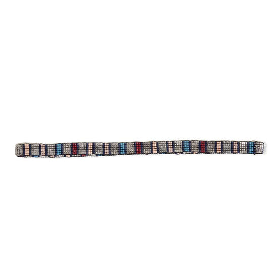 Sarah Vertical Colorblock Luxe Stretch Hatband Navy + Silver SKINNY STRETCH
