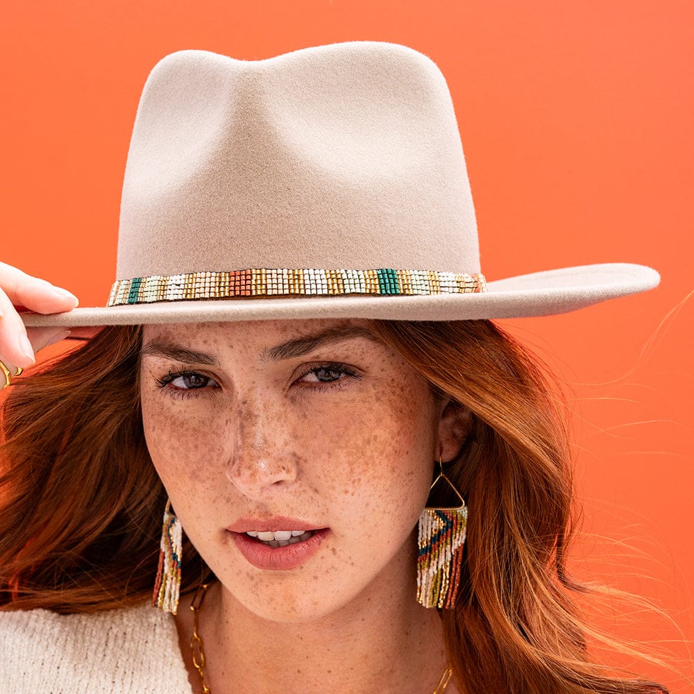 Sarah Vertical Stripes Beaded Stretch Hat Band Black Hatband