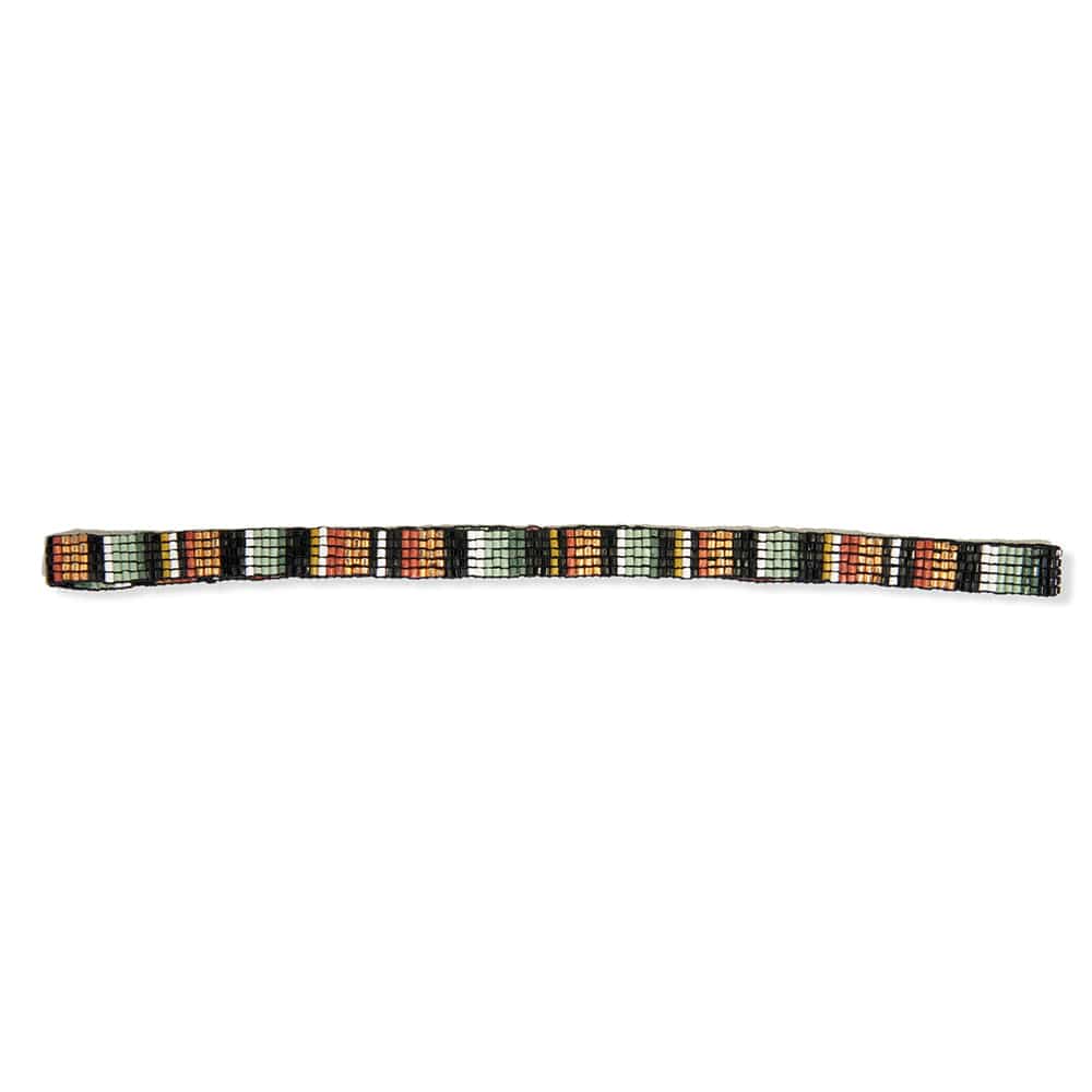 Sarah Vertical Stripes Luxe Stretch Hatband Greens + Rust SKINNY STRETCH