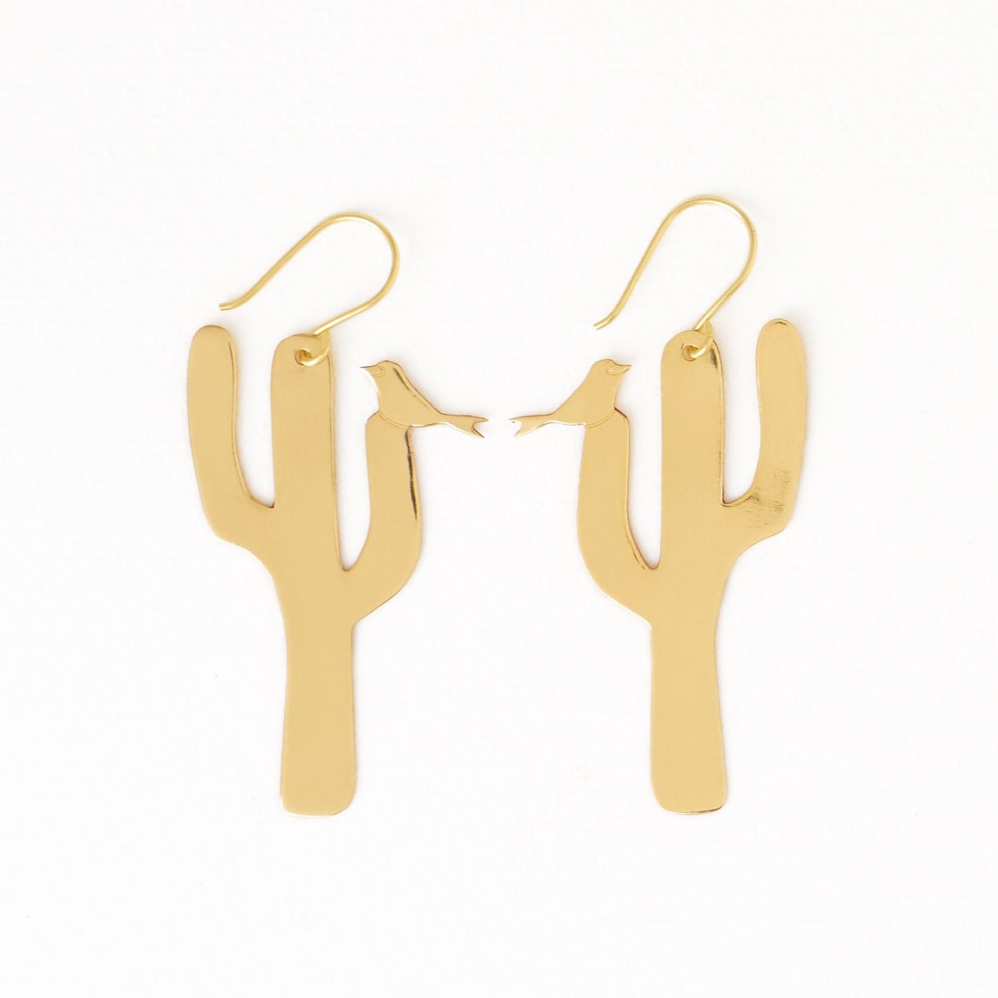 Sedona Bird and Cactus Dangle Earrings Brass Dangle