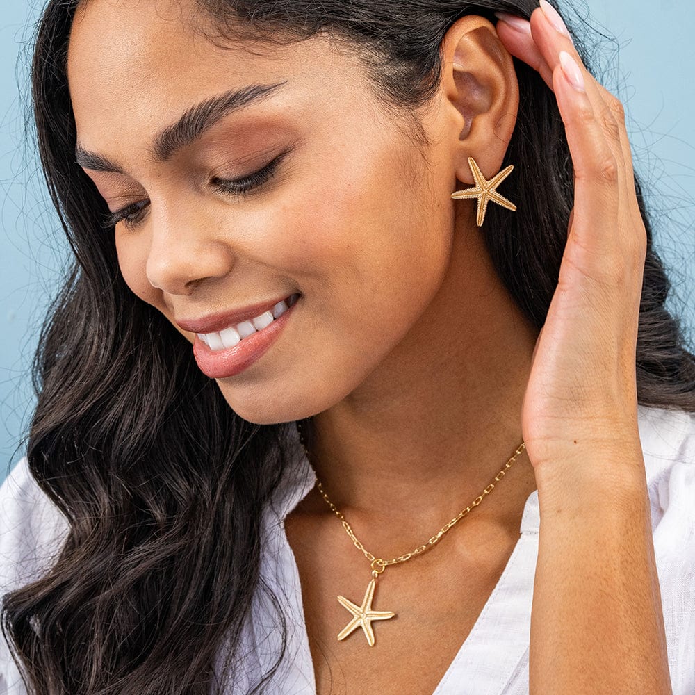 Sienna Starfish Pendant Necklace Brass
