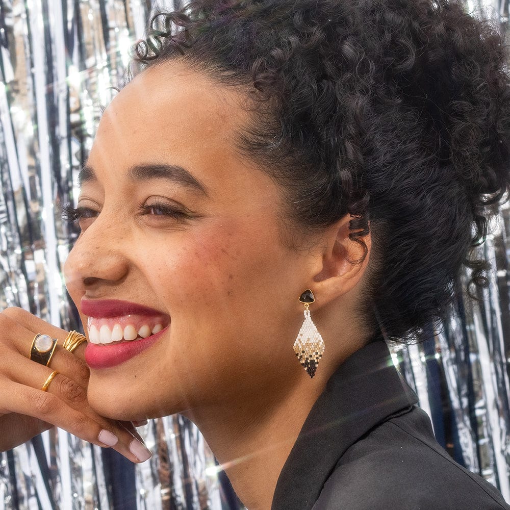 Sky Small Diamond Drop with Semi-Precious Stone Post Earrings Emerald Green Drop