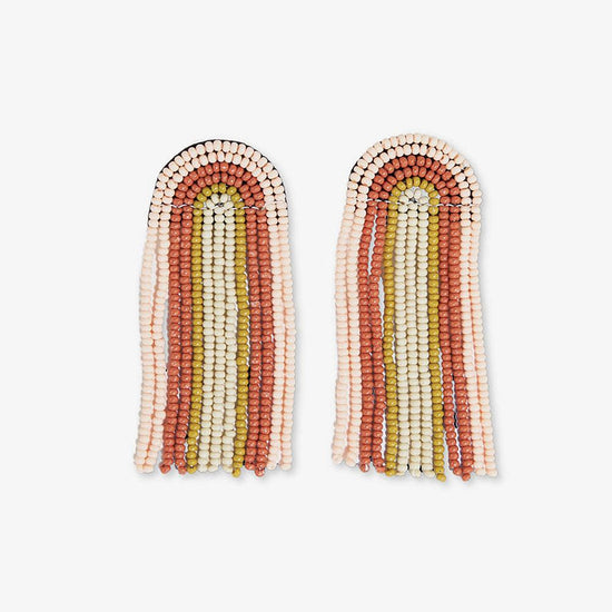 Skylar Rainbow Stripe Beaded Fringe Earrings Desert Earrings