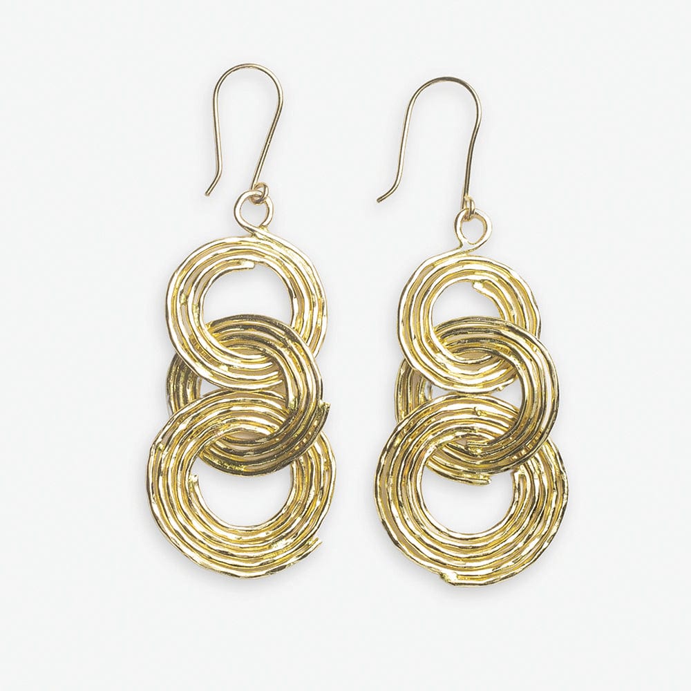 Sloane Spiral Interlinking Circles Drop Earrings Brass Earrings