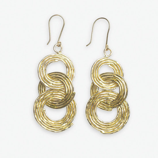 Sloane Spiral Interlinking Circles Drop Earrings Brass Earrings