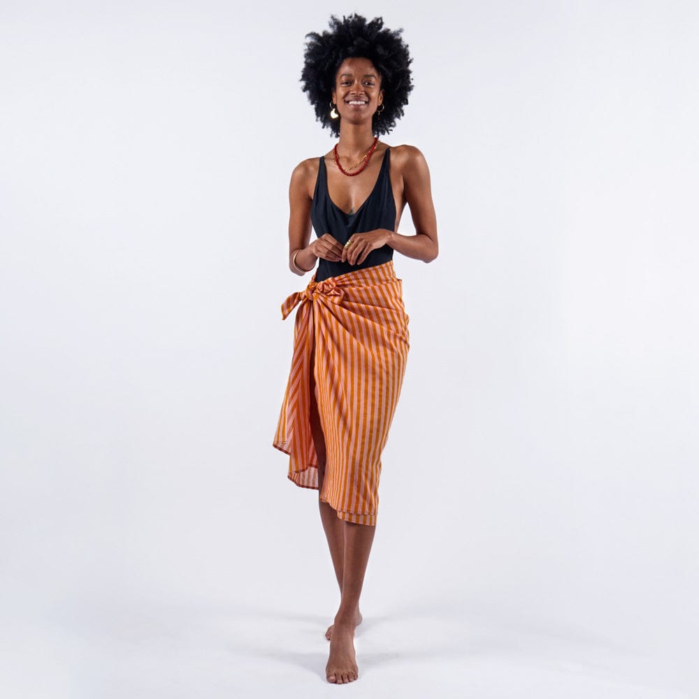 Sloane Stripe Sarong Blush + Mustard Sarong