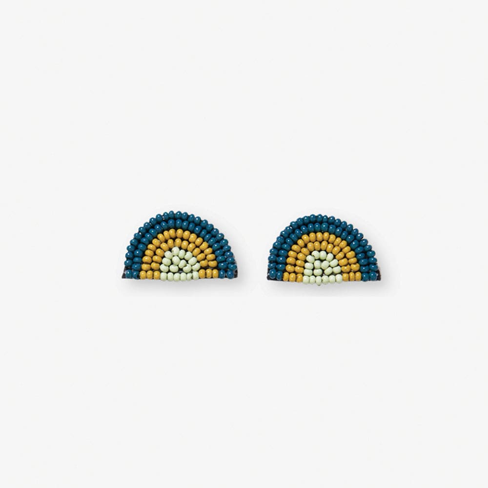 Sophia Rainbow Beaded Post Earrings Peacock Earrings