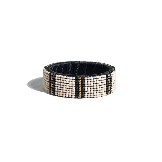 Load image into Gallery viewer, Stacy Stripe Beaded Bangle Cream Bracelet
